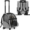 KOPEKS Zaino Deluxe Pet Travel Carrier con doppie ruote per animali fino a 8,2 kg - Grigio