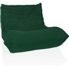 hjh LIVING Divano a sacco a terra con schienale SITZOLO Confortevole poltrona a terra poltrona soggiorno poltrona camera da letto, tessuto a coste verde scuro