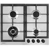 SCHOCK | Piano Cottura 4 Fuochi Gas Professional PC60 con Manopole Nere Opache Soft Touch, Griglie in Ghisa, Valvole di Sicurezza, Inox, 585x500 mm