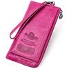 CONTACTS Portafoglio in pelle cerniera bloccante RFID,portamonete con carta di grande capacità,pochette con cinturino polso per donna/uomo (Rosa Rossa)