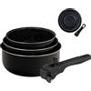 BERGNER | Set di Pentole da Cucina | 3 Pezzi da 16, 18 e 20 cm | Alluminio Pressofuso e Antiaderente | Con Manico Ergonomico Estraibile | Accessorio da Cucina | Per Tutti i Tipi di Cucina e Forno