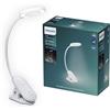Philips LED Forys Lampada da Tavolo e Scrivania, con Clip, Ricaricabile, 5W, Luce Naturale, Bianca