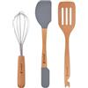 BERGNER Genius - Game 3 Utensili da cucina - Prodotto in silicone e legno di fieno - Senza BPA - Antiadhere e Antianazos - Resistenza al calore - Spantiula - Magic Father and Magic