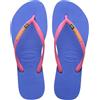 Havaianas - Slim Brasil Logo, Infradito Comode, Resistenti e Leggere, Omaggio al Brasile, Bandiera su Cinghie e Suola, Donna, Nero, 33/34 EU