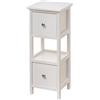 Baroni Home Comodino, Mobiletto da Soggiorno, Salotto, Camera da Letto, Cameretta, Bagno, Mobiletto Multiuso, Colore Bianco con 2 Cassetti e 1 Ripiano Misure 25X25X61 cm