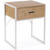 VERSA Nalua Beistelltisch für Das Schlafzimmer, Maße (H x B x T) 60 x 48 x 40 cm, Holz, Farbe Hellbraun und Schwarz