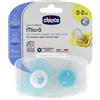 Chicco Physio Micrò Succhietto Azzurro in silicone 0-2 mesi 2 pezzi