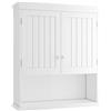 GYMAX Armadietto Bagno da Parete, Mobiletto Portaoggetti a Ripiani Regolabili, Ampio Spazio di Stoccaggio, Moderno e Semplice, in Legno, Ante a Doppio, 60 x 20 x 70,5cm (Bianco)