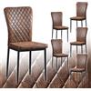 JaHECOME Set di 6 Sedia da Pranzo, Stile Scandinavo, Marrone Elegante, Rivestimento in Similpelle, Comoda Sedia Imbottita, Moderna per Cucina, Sala da Pranzo o Tavolo da Pranzo
