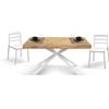 PAZZO DESIGN Tavolo Allungabile George, Gambe Incrociate Family Bianche, Rovere Rustico, Tavolo Cucina, Tavolo Sala Da Pranzo, Tavolo Design, Made in Italy, 160 x 90 x 74 cm - id_2116