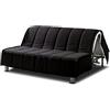 EVERGREENWEB MATERASSI & BEDS EVERGREENWEB - Copridivano per Divano Letto Matrimoniale 3 Posti largo 140 cm senza Braccioli, Rivestimento Letto Estraibile Pieghevole Sfoderabile con Zip, Fodera in Tessuto Nero Trapuntato Lavabile