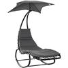Outsunny Lettino a Dondolo da Giardino, Sdraio Prendisole, Sedia a Dondolo per Esterno con Seduta Imbottita e Tettuccio Grigio 185x114x190cm