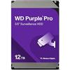 Western Digital WD Purple Pro 12TB per Smart Video, Hard Disk interno da 3.5" - Tecnologia Allframe, 550TB/anno, Cache da 256 MB, 7200RPM