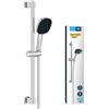 GROHE Vitalio Comfort 110 Set Saliscendi Doccia (2 getti Rain e Jet, asta 600 mm, flessibile 1,75 m, SpeedClean anticalcare), Cromo, 26398001
