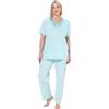 Ulla Popken Pyjama, Satin Detail, Pigiama con Dettagli in Raso, Morning Rise, Verde Menta Chiaro, 54-56 Große Größen Donna