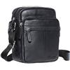 ROYALZ Borsello Tracolla Uomo Piccolo Borsa a Spalla vero Cuoio Vintage di Qualità Vera Pelle, Colore:Nero