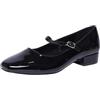 Ciabalù Mary Jane Donna Tacco 3cm Ballerine Lucide Vernice con Punta Quadrata Decollete con Cinturino sul Collo Piede Scarpe Comode (Nero, Sistema Taglie Calzature EU, Adulto, Numero, Media, 39)