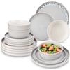 vancasso SNOW Servizio Piatti per 6 Persone da 18 Pezzi, Set Piatti in Gres - 6 Piatti Piani, 6 Piatti Dessert e 6 Ciotole Cereali - Adatto per Microonde e Lavastoviglie, Smalto Reattivo Beige