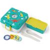 monbento - Porta Sandwich Bambini Snacky blu Dino - Porta Pranzo Bambini per Panino Integrale - Posate Incluse - Porta Merenda Personalizzabile - Ideale per Scuola/Picnic - Senza BPA - Dinosauri