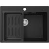CECIPA Lavandino Cucina Nero in Granito 60 x 45cm, Lavello Cucina 1 Vasca con Colino Cestello, Lavabo Cucina per Armadio da Cucina da 60cm, con Sifone Classico e troppopieno
