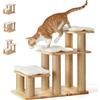 FUKUMARU Scala per Cani e Gatti Anziani,6 Combinazioni,Gradini Imbottiti in Legno Massello,Colonne in Juta Rinforzata per Tiragraffi,Altezza Max 51cm, Portata 90KG,Aiuto Salita Sicura per Letti/Divani