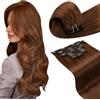 LaaVoo Extension Capelli Veri Clip 60 cm 120 grammi 7pcs Caramello marrone rossastro Extension con Clip Remy Naturali Liscio Extension Clip Fascia Unica Capelli Umani Lunghi Lisci Invisibile #33