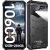 OUKITEL WP38 Rugged Smartphone 2024, 12GB+256GB/1TB Telefono Indistruttibile, 10600mAh Telefono Rugged, 6.52 HD+ IPS, 13MP+5MP Cellulare Antiurto, IP68 Impermeabile/Dual SIM 4G/Face ID/NFC/GPS, Nero