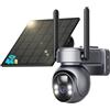 SEHMUA 4G Telecamera Esterno con Pannello Solare, 2K HD Videocamera Sorveglianza Visione 360° Senza Fili con SIM Scheda, Rilevamento PIR e Audio Bidirezionale, Visione Notturna a Colori, IP66