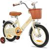 STITCH Bicicletta per Bambini da 14 Pollici per dai 3, 4, 5 e 6 Anni con Cestino Anteriore e Rotelle, Bici per Bambine e Bambini, Beige.