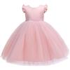 BRONG Fiore Ragazza Abiti da Sposa per Matrimoni Abiti da Damigella d'Onore Nodo A Fiocco Tulle Abito Bambini Formale Abito da Ballo da Sera Prima Comunione Vestito Rosa 8-9 Anni