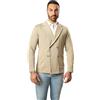 CLASSE77 Giacca Doppio Petto da Uomo - Punto di Cucitura Milano - Blaazer Slim Fit in Cotone - Artigianale, Made in Italy - Casual, Classica Sportiva (IT, Testo, XL, Regular, Regular, Beige)