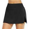 icyzone Gonna da tennis da donna con pantaloncini, skort atletici a vita alta per golf, corsa, allenamento, nero, S