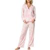 Goldenpoint Donna Pigiama Lungo Abbottonato Stampa Foliage con Maglia a Maniche Lunghe e Pantaloni Lunghi