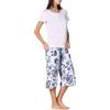 Goldenpoint Donna Pigiama con Culotte Sunflowers e Maglia a Maniche Corte in Tinta Unita in Cotone