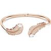 Swarovski Nice Bracciale Rigido, con Motivo a Piuma, Cristalli e Zirconia Swarovski, Placcatura in Tonalità Oro Rosa, Taglia S, Bianco