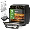 GOURMETmaxx Friggitrice ad aria calda 12 L Airfryer | Friggitrice con 9 funzioni, display touch, spiedini rotanti e shashlik | 10 Programmi, inclusa la pizza | Mini forno - praticamente senza olio
