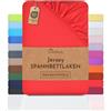 NatureMark Lenzuolo con angoli elasticizzati in jersey, in 100% cotone, in molti colori e misure, conforme all'Oeko-Tex Standard 100, 120 x 200 cm, rosso