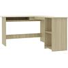 vidaXL - Scrivania angolare a forma di L per computer, scrivania da ufficio per PC, 120 x 140 x 75 cm, in truciolato, colore: rovere Sonoma