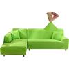 Jaotto Copridivano con Penisola Elasticizzato A Sinistra Destra, Fodere Copridivano Angolare Universale, Copridivano Antigraffio Gatto Chaise Longue a Forma di L(3 Posti+4 Posti,Verde Mela)