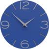 CalleaDesign Orologio da Parete Smile - Handmade in Italy, Design Silenzioso Moderno, 30 cm, Elegante da Arredo - Colore Blu elettrico e Alluminio