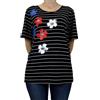 Carla Ferroni T-Shirt a Fantasia Rigata da Donna Art. 21890 (IT, Testo, L, Regular, Regular, Nero)