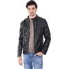 Ciabalù Giubbotto Pelle Uomo Sintetico Nero Chiodo Slim Fit Foderato Bomber con Zip e Taschino Interno Giacca Collo Coreana (IT, Testo, 3XL, Regular, Regular, Nero)