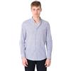 Ciabalù Camicia Lino Uomo a Righe con Collo Coreana Maniche Lunghe Camicia Coreana Uomo Slim Fit Chiusura Bottoni Camicia Uomo Elegante Primavera Estate (IT, Testo, L, Regular, Regular, Blu)