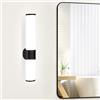meoaow Lampada da Parete a Specchio per Bagno LED - Lampada da Bagno 6W Luce Bianca Neutra 4000K Parete a Specchio Laterale Nera Illuminazione per Armadietto 35 cm