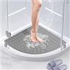 BWBIKE Tappetino Doccia Angolare 70x70 cm Antiscivolo con Ventose, Tappetino per Vasca e Box Doccia Interno/Esterno, Resistente all'Acqua con Fori di Scarico，Grigio