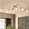 Lichtmaler LED Plafoniera 6 Faretti Lampada Spotlight Soffitto GU10 | Girevole 330° Lampadario Industriale Parete Acciaio Inossidabile Soggiorno Cucina Salotto, Lampadina Non Inclusa