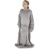 Blumtal Coperta Indossabile con Maniche, Pile Morbida e Accogliente, Tasche per Oggetti e Smartphone, Tasca per Piedi, Grigio, Bambini