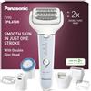 Panasonic ES-EY90 Epilatore Bagnato e Asciutto, Doppio Disco con 60 Pinzette, Testina Flessibile Pivotante a 90°, 3 Impostazioni di Velocità e Luce LED, 30 Minuti di Funzionamento, Testina Rasoio