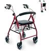 Mobiclinic® deambulatore per anziani, Fabbricato in alluminio, Leggero, Pieghevole, Resistente, Freni a maniglia, Rollator, Seduta e 4 ruote, Modello alhambra, Marchio europeo, Colore lampone