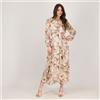 Nina Leonard Abito chemisier in chiffon con manica balloon